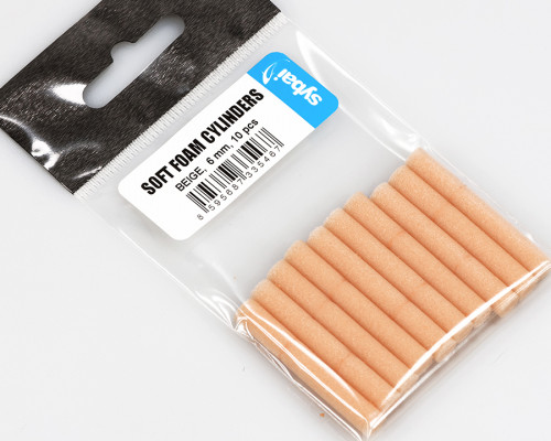 Soft Foam Cylinders, Beige, 6 mm